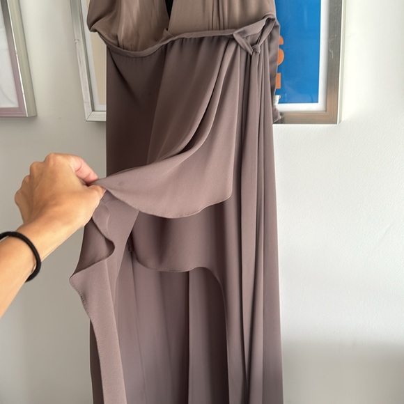 BCBG Maxazria Taupe Angeline Gown with Halter Bodysuit - Picture 8 of 10